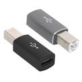 USB-C-hona till USB-typ B-hane-adapter för skrivare, skanner - 2-pack - svart och grå