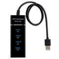 Universell 4-Port SuperSpeed USB 3.0 Hubb - Svart