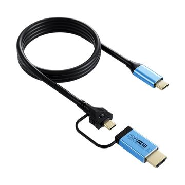 V292 4K 60Hz USB-C till USB-C/HDMI 2.0 Video Converter-kabel - 2m - Svart / Blå