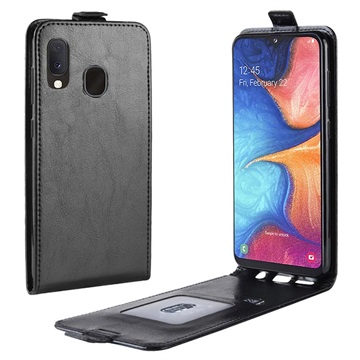 Samsung Galaxy A20e Vertikalt Flipfodral med Kortplats - Svart