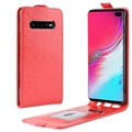 Samsung Galaxy S10 5G Vertikal Flip Fodral med Korthållare - Röd