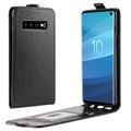 Samsung Galaxy S10 Vertikalt Flipfodral med Kortplats - Svart