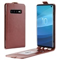 Samsung Galaxy S10 Vertikalt Flipfodral med Kortplats - Brun