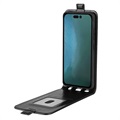 iPhone 14 Vertikalt Flip Fodral med Korthållare - Svart