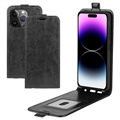iPhone 15 Pro Max Vertikalt Flipfodral med Korthållare - Svart