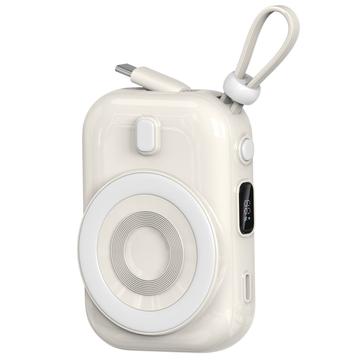 WIWU Wi-P041 Liten snigel magnetisk trådlös kraftbank med USB-C-kabel - 15W/9600mAh - Vit