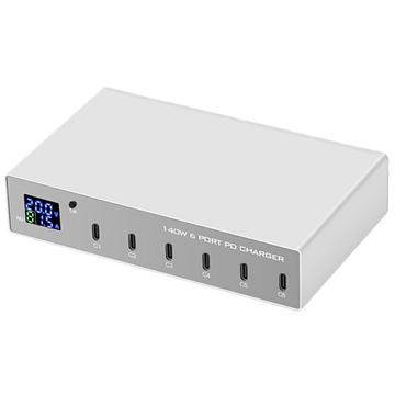 WLX-X6P USB-C stationär laddningsstation för bärbara datorer, smartphones och surfplattor - 140W
