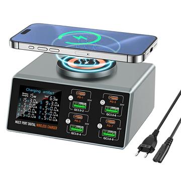 WLX-X9S 9-i-1 laddningsstation för skrivbord - 140W, USB-C, USB-A och trådlös laddning