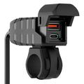 WUPP CS-2100A1 USB-A & Typ-C snabbladdare för motorcykel med dubbla portar och LED-voltmätare