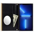 iPhone 13 Plånboksfodral med Sminkspegel - Svart