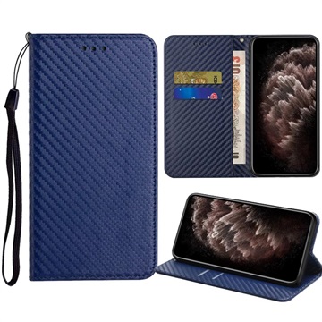 Samsung Galaxy S22 5G Plånboksfodral - Kolfiber - Blå
