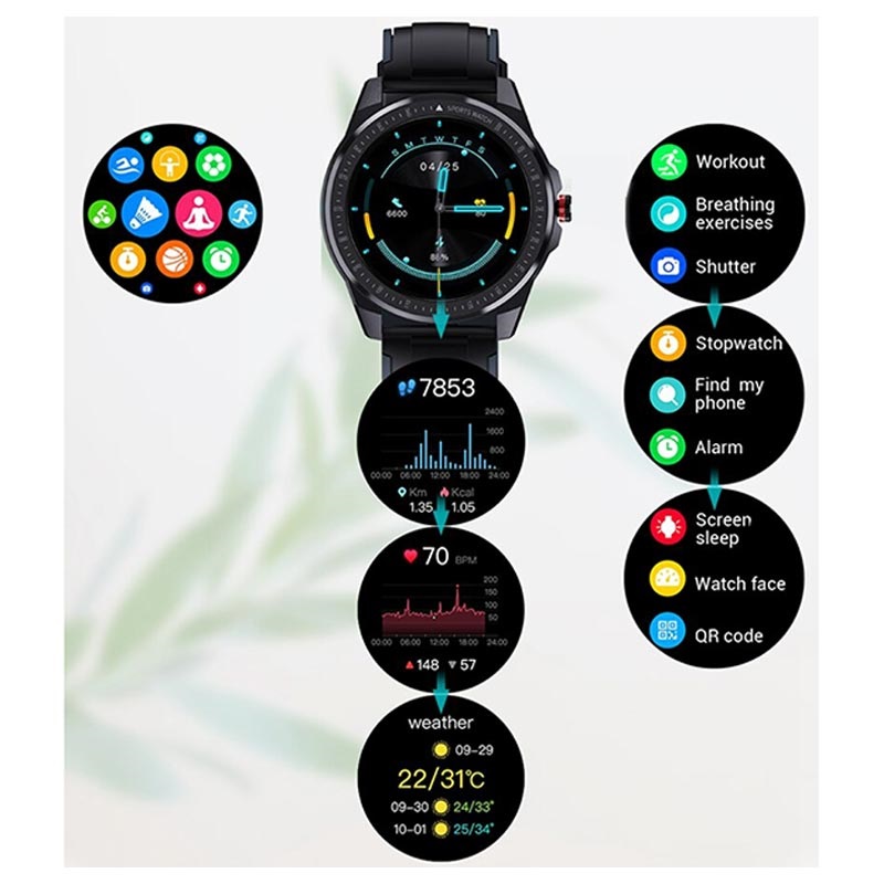 Vattentätt Bluetooth Smartwatch med Hjärtfrekvens SN88