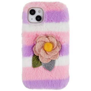 3D Plush Furry Winter iPhone 14 Plus TPU Skal - Rosa Ros