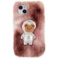 3D Plush Furry Winter iPhone 14 TPU Skal - Brun Bear