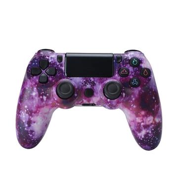 Trådlös spelkontroll Gamepad för PS4 Speljoystick med högtalare och stereoheadsetuttag - Purple Starry Sky