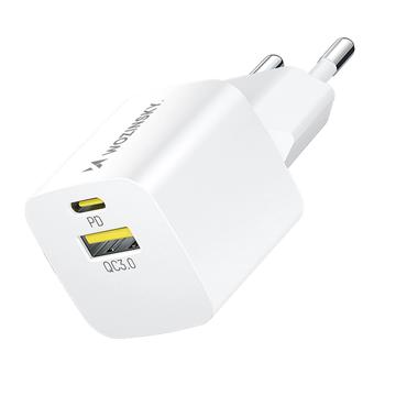Wozinsky WWCEAC 33W GaN väggladdare med dubbla portar - USB-A, USB-C - Vit
