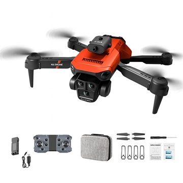 XKJ K6 MAX 3-kamera drönare för undvikande av hinder HD-flygfotografering hopfällbar quadcopter RC-flygplan med ett batteri - Orange