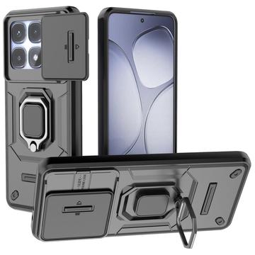 Xiaomi Redmi K70 Ultra Hybrid Skal med Roterande Ring med Kameraskydd - Svart