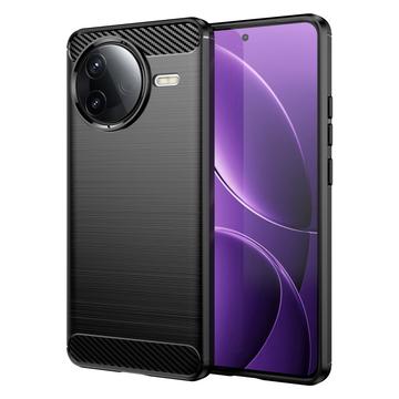 Xiaomi Redmi K80/Poco F7 Pro Borstat TPU Skal - Kolfiber - Svart