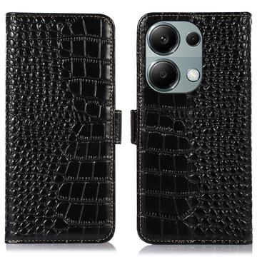 Xiaomi Redmi Note 13 Pro 4G/Poco M6 Pro Crocodile Serie Läder Plånboksfodral med RFID - Svart