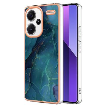 Xiaomi Redmi Note 13 Pro+ Marble Pattern Elektropläterat IMD TPU Skal - Grön