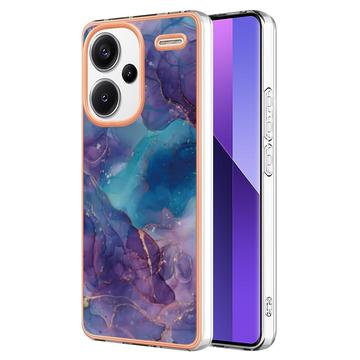 Xiaomi Redmi Note 13 Pro+ Marble Pattern Elektropläterat IMD TPU Skal - Lila