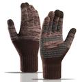 Y0046 1 par stickade, vindtäta, varma handskar med elastisk mudd för män med pekskärm - kaffe
