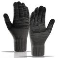 Y0046 1 par stickade, vindtäta, varma handskar med elastisk mudd och pekskärm för textning - mörkgrå