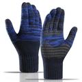 Y0046 1 par stickade, vindtäta, varma handskar med elastisk mudd och pekskärm för textning - marinblå