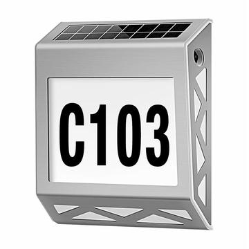 YH1101 Solcellslampa för husnummer i rostfritt stål - silver