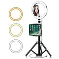 YINGNUOST 26cm dimbar LED-ringljus ABS+PC Selfie Fill Light med 2.1m stativ för makeup och videoinspelning