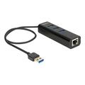 Delock 3-portar + 1-portar Gigabit LAN USB 3.0 Hub - 10/100/1000 Mbps