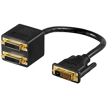 Goobay Dual Link DVI-D Hane / 2 Dual Link DVI-D Hona Adapter Kabel - Svart