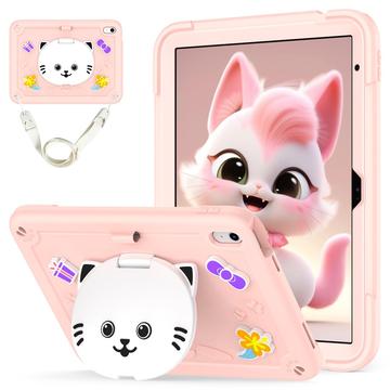 iPad 2022/2025 Söt katt hybridfodral med kickstand - Rosa