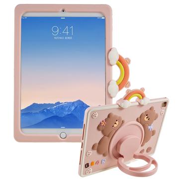 iPad 9.7 2017/2018 Cartoon Bear Silikonskal med Kickstand - Rosa