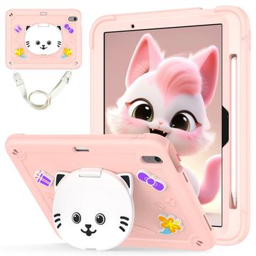 iPad Air 11 2024/2025 Söt katt hybridfodral med kickstand - Rosa