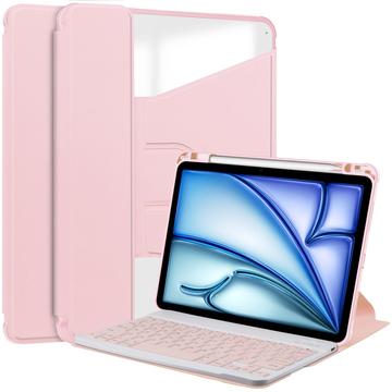 iPad Air 11 2024/2025 360-roterande smartfodral med Bluetooth-tangentbord - rosa