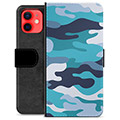 iPhone 12 mini Premium Plånboksfodral - Blå Kamouflage