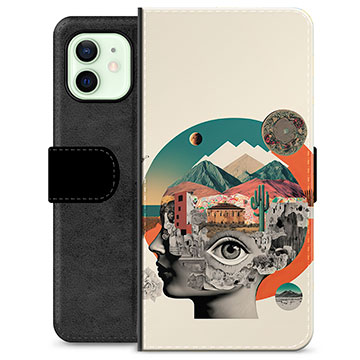iPhone 12 Premium Plånboksfodral - Abstrakt Collage