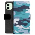 iPhone 12 Premium Plånboksfodral - Blå Kamouflage