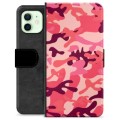 iPhone 12 Premium Plånboksfodral - Rosa Kamouflage