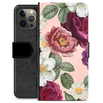 iPhone 12 Pro Max Premium Plånboksfodral - Romantiska Blommor