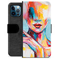 iPhone 12 Pro Premium Plånboksfodral - Abstrakt Porträtt