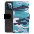 iPhone 12 Pro Premium Plånboksfodral - Blå Kamouflage