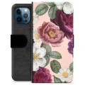 iPhone 12 Pro Premium Plånboksfodral - Romantiska Blommor