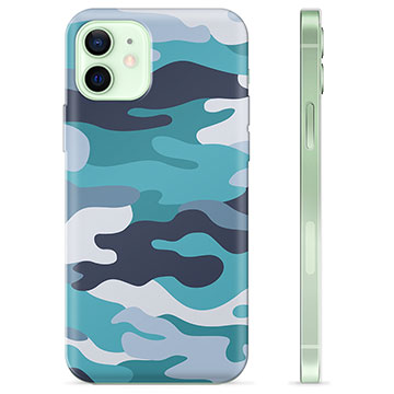 iPhone 12 TPU-Skal - Blå Kamouflage