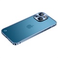 iPhone 13 Metall Bumper med Baksida i Härdat Glas - Blå