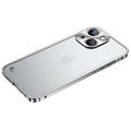 iPhone 13 Metall Bumper med Baksida i Härdat Glas - Silver