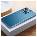 iPhone 13 Mini Metall Bumper med Baksida i Härdat Glas - Blå