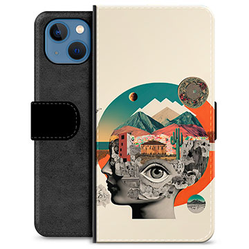 iPhone 13 Premium Plånboksfodral - Abstrakt Collage